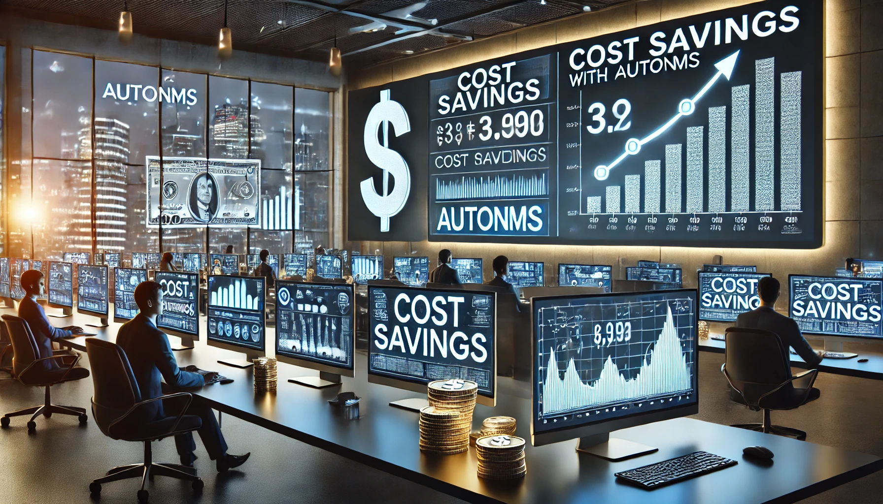 A large display of the cost savings and automans.