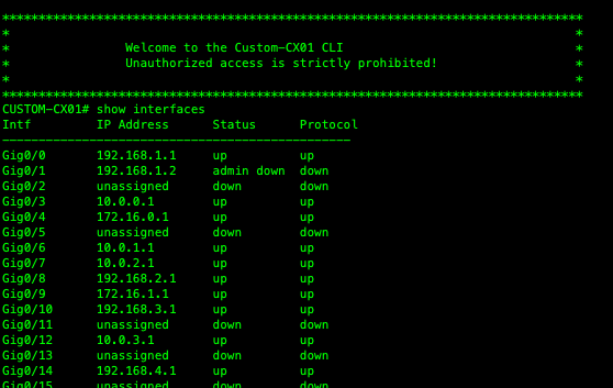 A green screen with multiple commands and numbers.